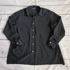 Lafayette 148 Virgin Wool Black Capsule Classy Business Button Down Medium